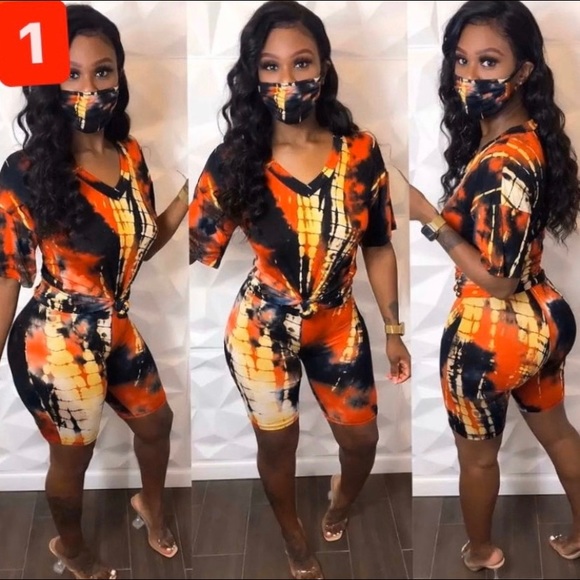 TéLux Boutique Other - Oversized Shirt & Biker Shorts/Mask Set(Pack of 7)